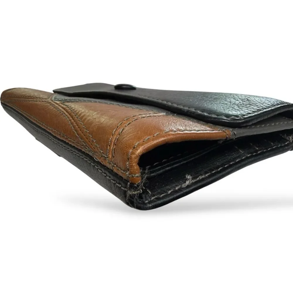 ▪️FOSSIL Large Neutral Color Block Trifold Leather Wallet
